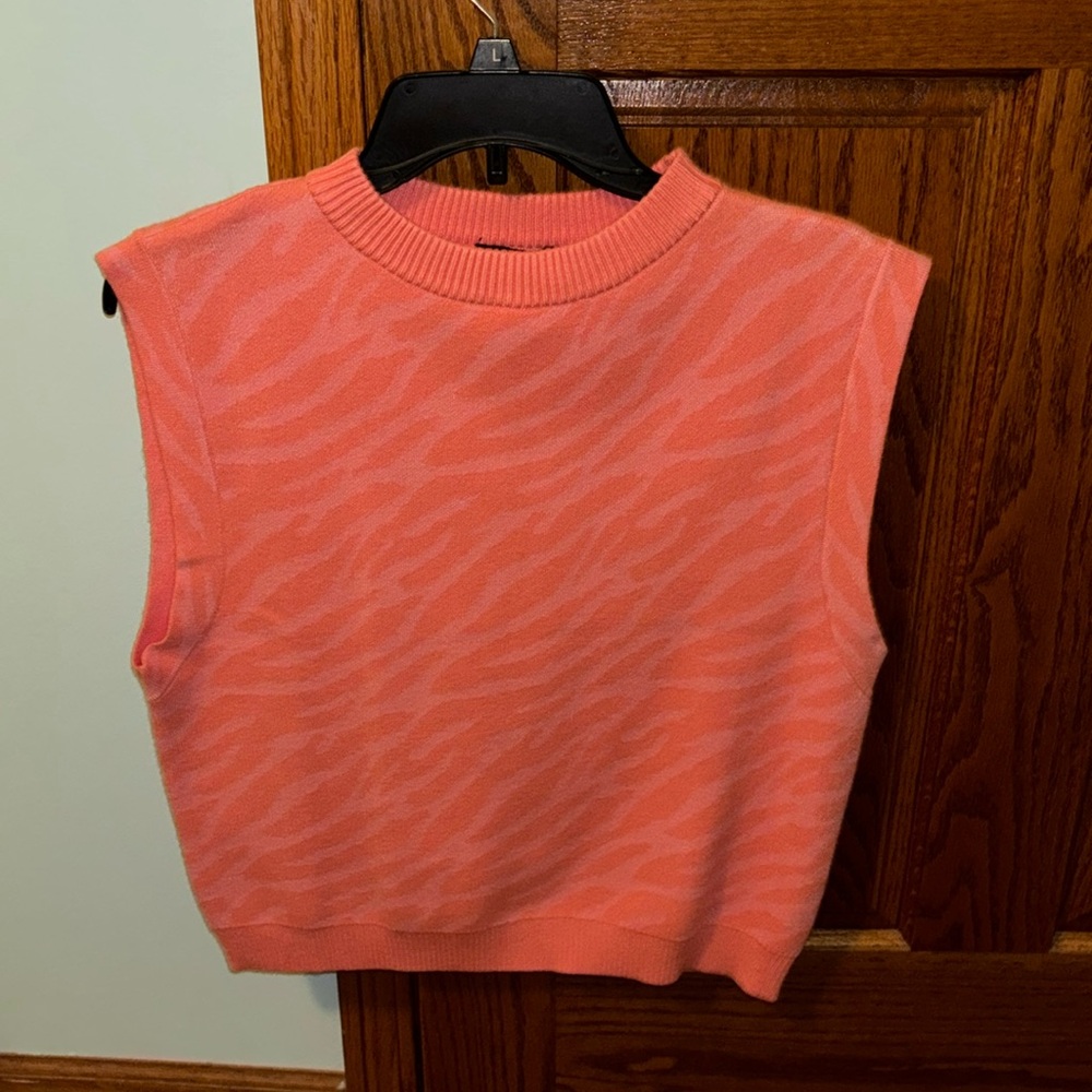 Nasty Gal pink zebra print sweater vest. Slightly oversized